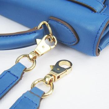 Hermes Original leather 6108 Ladies 2way Blue Bag