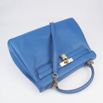 Hermes Original leather 6108 Ladies 2way Blue Bag