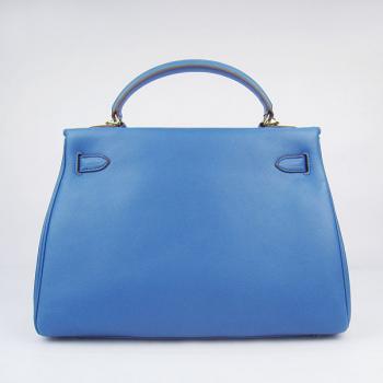 Hermes Original leather 6108 Ladies 2way Blue Bag