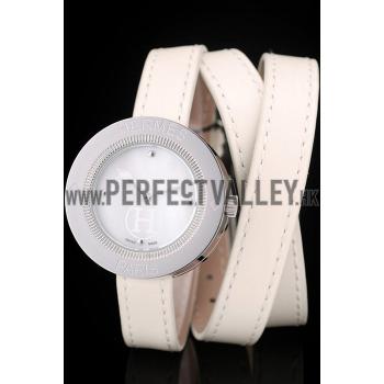 Hermes  MOP Dial White Elongated Leather Strap