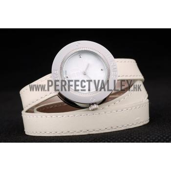 Hermes  MOP Dial White Elongated Leather Strap