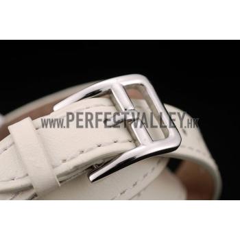 Hermes  MOP Dial White Elongated Leather Strap