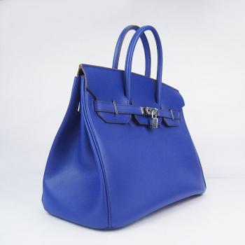 Cheap Hermes Original leather 6089 Handbag Cow Leather Blue