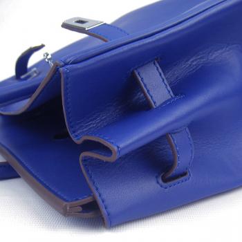 Cheap Hermes Original leather 6089 Handbag Cow Leather Blue