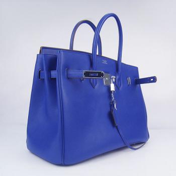 Cheap Hermes Original leather 6089 Handbag Cow Leather Blue