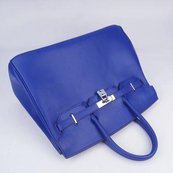 Cheap Hermes Original leather 6089 Handbag Cow Leather Blue