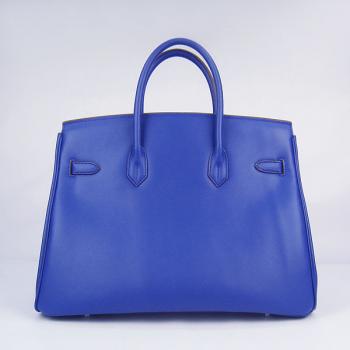 Cheap Hermes Original leather 6089 Handbag Cow Leather Blue