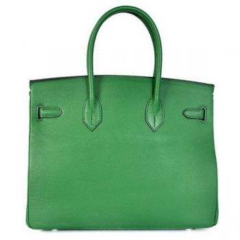 Cheap Hermes Original leather HB30 Handbag Cow Leather Green