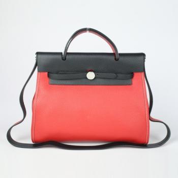 Hermes Original leather H1090 2way Cow Leather Red Handbag