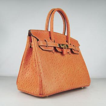 Hermes Birkin 6088 Ostrich Skin Orange Handbag