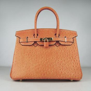 Hermes Birkin 6088 Ostrich Skin Orange Handbag