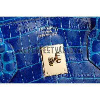 Hermes Birkin 35 Crocodile Leather Blue Brighton 608051