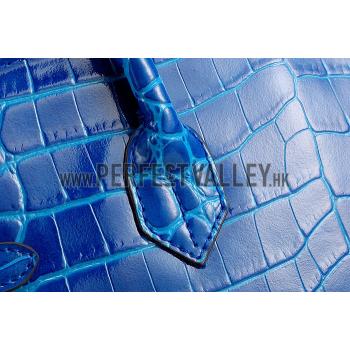 Hermes Birkin 35 Crocodile Leather Blue Brighton 608051