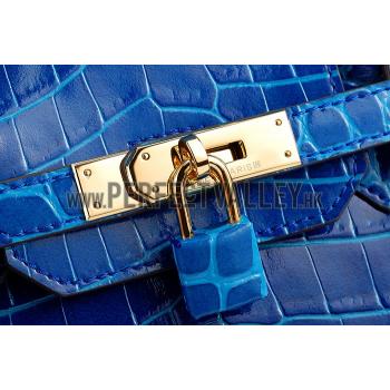 Hermes Birkin 35 Crocodile Leather Blue Brighton 608051