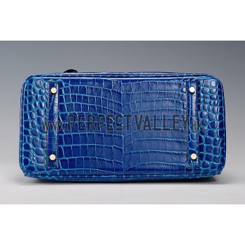 Hermes Birkin 35 Crocodile Leather Blue Brighton 608051