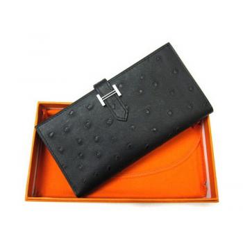 Hermes Wallet H1114 Ladies Wallet Black