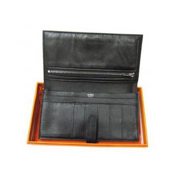 Hermes Wallet H1114 Ladies Wallet Black