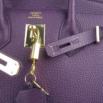 Hermes Birkin 6088 Handbag Cow Leather Purple