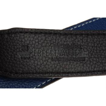 Hermes Blue Belt with Golden H Buckle