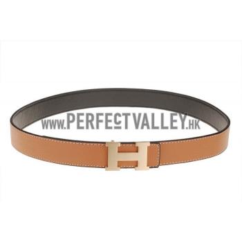 Hermes Orange Belt with Golden H Buckle