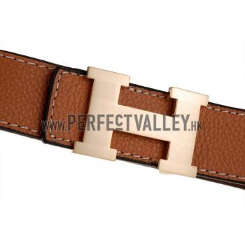 Hermes Orange Belt with Golden H Buckle