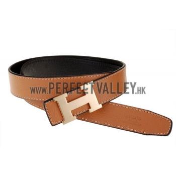 Hermes Orange Belt with Golden H Buckle