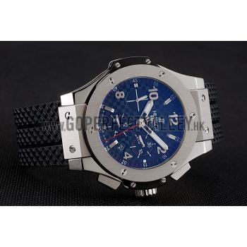 Swiss Hublot Big Bang Carbon Effect Dial Silver Case Black Rubber Bracelet 1453899