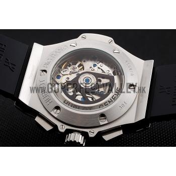 Swiss Hublot Big Bang Carbon Effect Dial Silver Case Black Rubber Bracelet 1453899