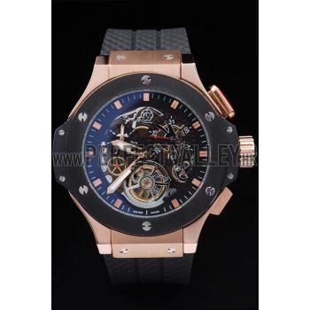 Hublot King Power Tourbillon Black Strap Gold Dial