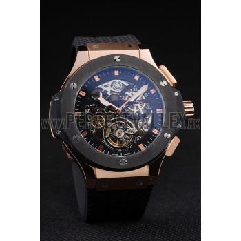 Hublot King Power Tourbillon Black Strap Gold Dial