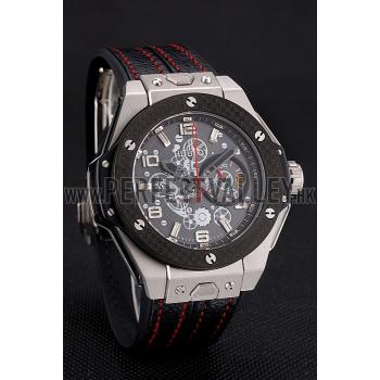 Cheap Hublot Big Bang Ferrari Black Dial And Bezel Stainless Steel Case Black Leather Strap  622767