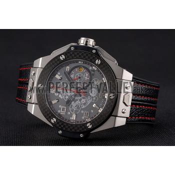 Cheap Hublot Big Bang Ferrari Black Dial And Bezel Stainless Steel Case Black Leather Strap  622767