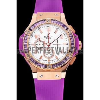 Cheap Hublot Big Bang Tutti Frutti Purple Strap Gold Dial