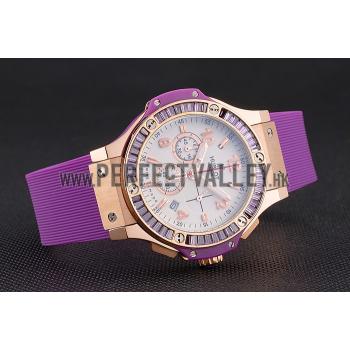 Cheap Hublot Big Bang Tutti Frutti Purple Strap Gold Dial