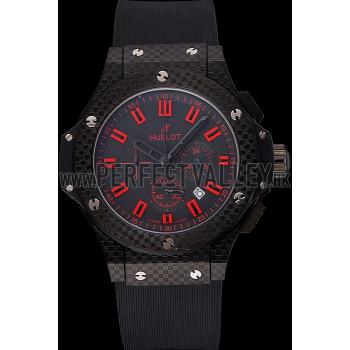 Hublot Big Bang Carbon Dial With Red Markings Carbon Case And Bezel Black Rubber Strap  622775