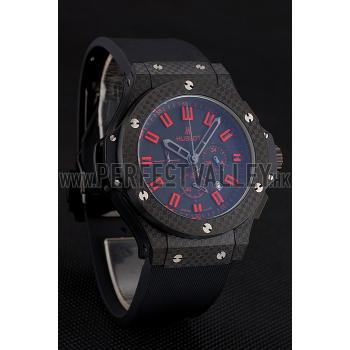 Hublot Big Bang Carbon Dial With Red Markings Carbon Case And Bezel Black Rubber Strap  622775