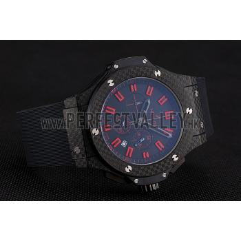 Hublot Big Bang Carbon Dial With Red Markings Carbon Case And Bezel Black Rubber Strap  622775