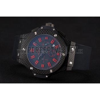 Hublot Big Bang Carbon Dial With Red Markings Carbon Case And Bezel Black Rubber Strap  622775