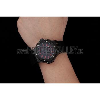 Hublot Big Bang Carbon Dial With Red Markings Carbon Case And Bezel Black Rubber Strap  622775