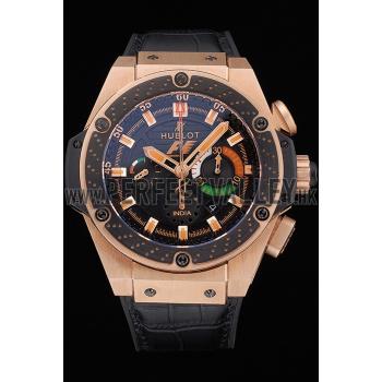 Swiss Hublot Big Bang Limited Edition Formula 1 India Black Dial Gold Case Black Leather Strap  62288