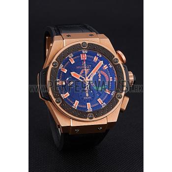 Swiss Hublot Big Bang Limited Edition Formula 1 India Black Dial Gold Case Black Leather Strap  62288