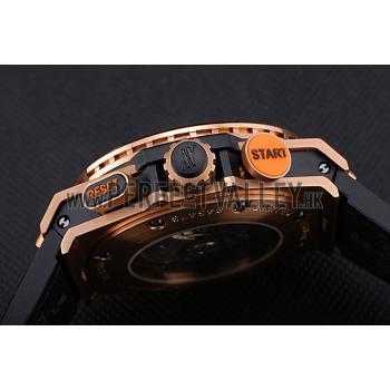 Swiss Hublot Big Bang Limited Edition Formula 1 India Black Dial Gold Case Black Leather Strap  62288