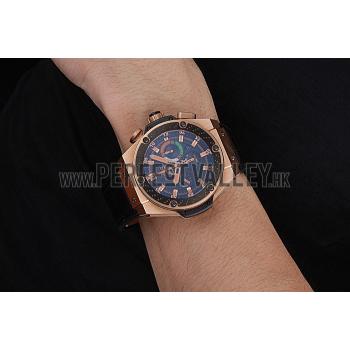 Swiss Hublot Big Bang Limited Edition Formula 1 India Black Dial Gold Case Black Leather Strap  62288