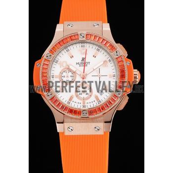 Hublot Big Bang Tutti Frutti Orange Strap Gold Dial