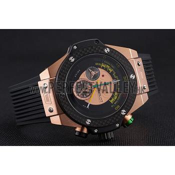 Replica Hublot Big Bang Unico Bi-Retrograde Chrono King  Gold Case Black Rubber Strap  622772