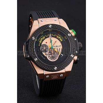 Replica Hublot Big Bang Unico Bi-Retrograde Chrono King  Gold Case Black Rubber Strap  622772