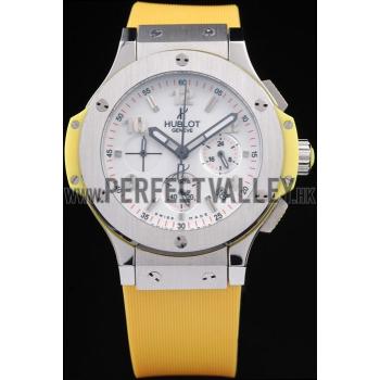 Hublot Big Bang Yellow Strap White Dial Watch 98071