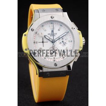 Hublot Big Bang Yellow Strap White Dial Watch 98071