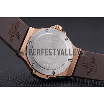 Cheap Hublot Big Bang King Rose Gold Bezel White Dial Brown Rubber Strap