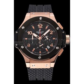 Hublot Big Bang King Black Strap Gold Dial Watch Replica